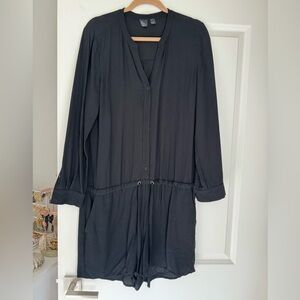 Eileen Fisher “The Fisher Project” Black Silk Romper Size Medium